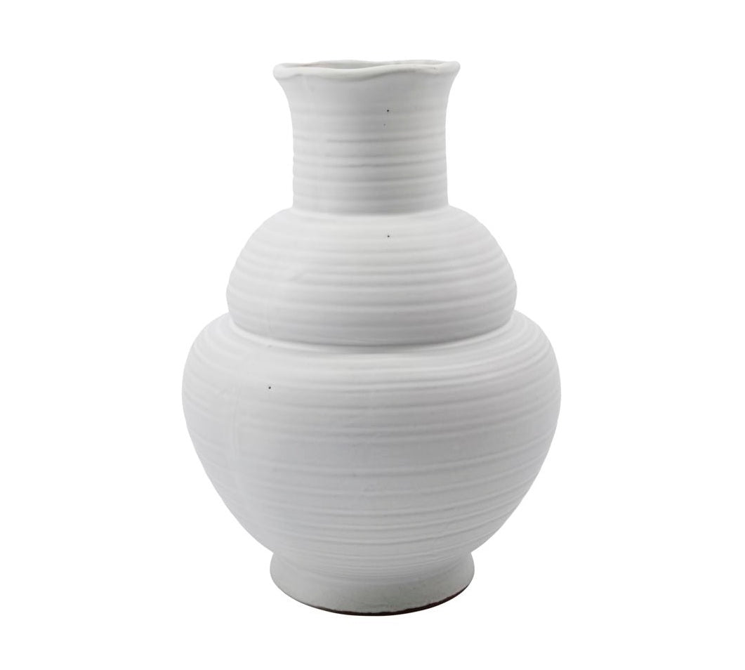 Live white handmade stoneware vase by House Doctor