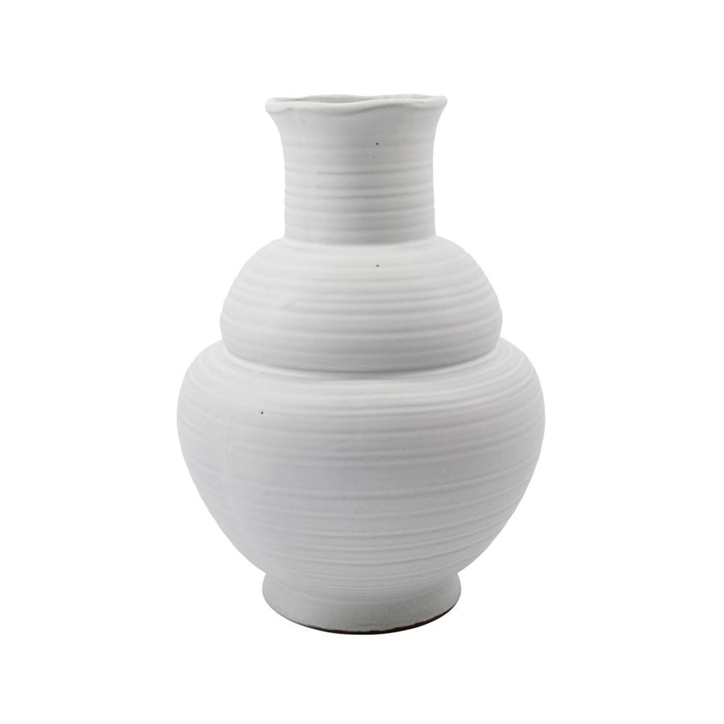 Live white handmade stoneware vase by House Doctor