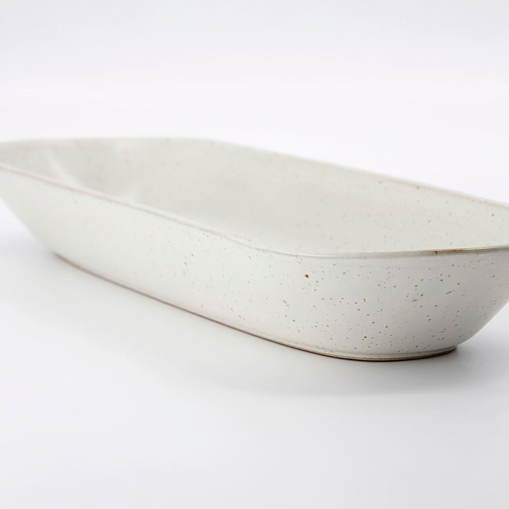 Pion white speckle serving dish