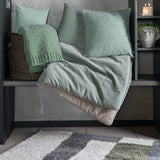 green velvet throw with beige cotton reverse
