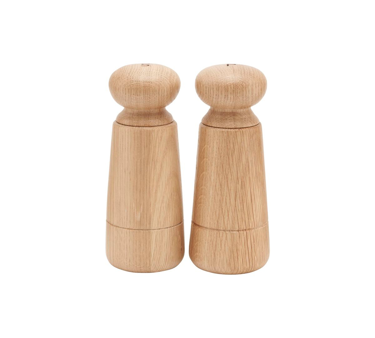 simple and modern oak salt and pepper grinders