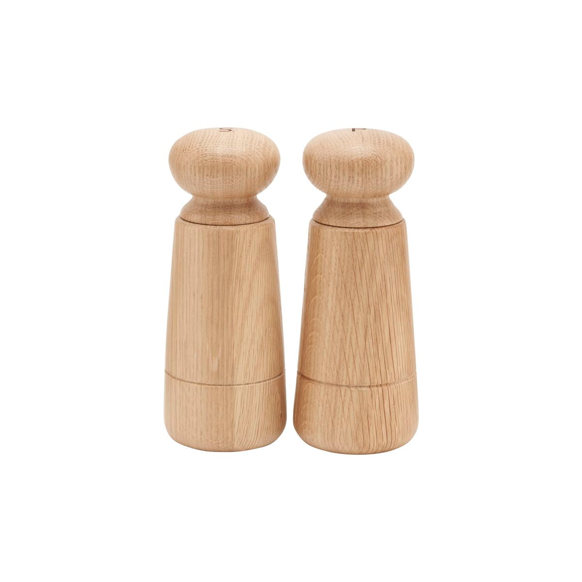 simple and modern oak salt and pepper grinders