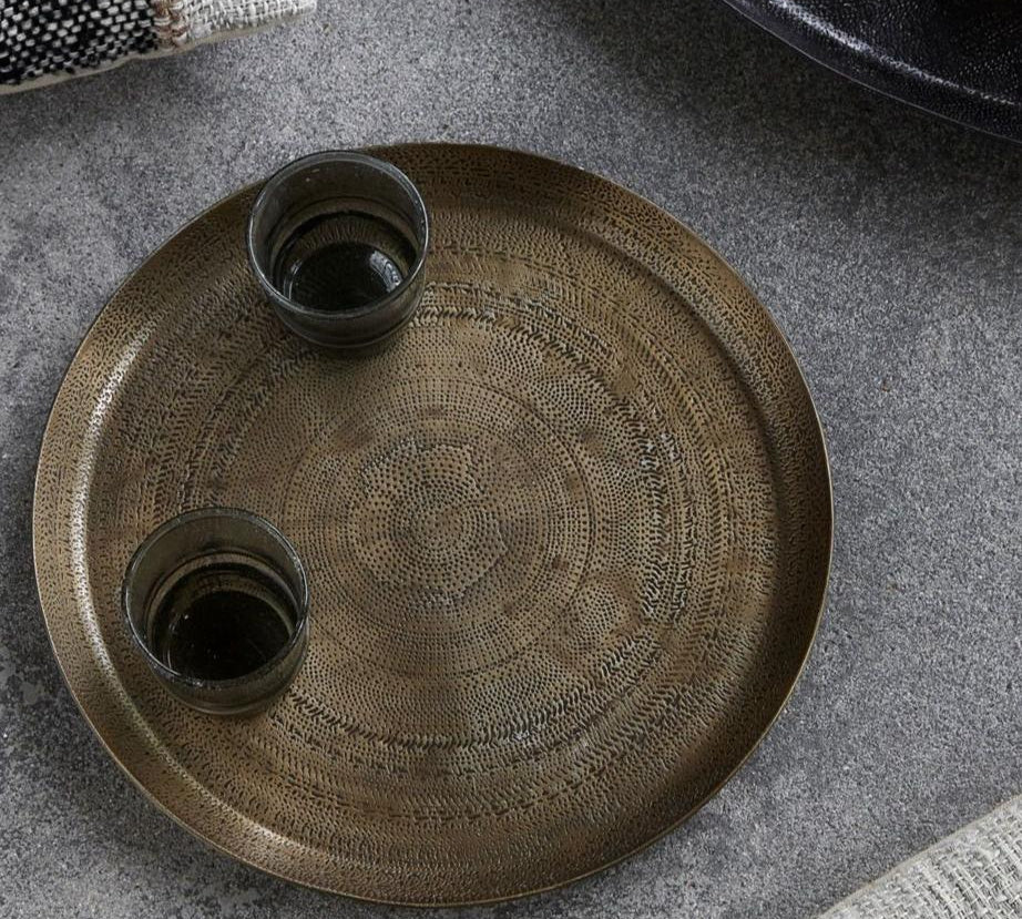 Brass etched tray by House Doctor 