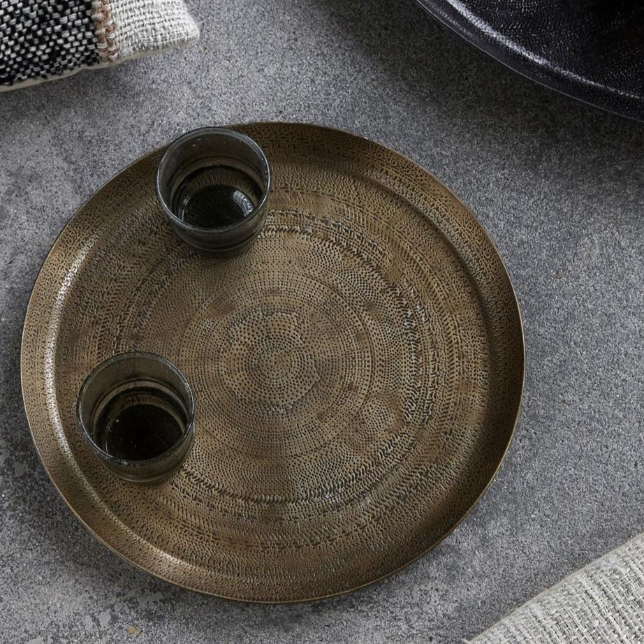 Brass etched tray by House Doctor 