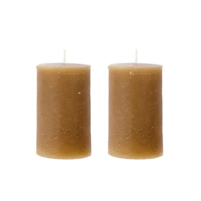 pillar candles in camel colour