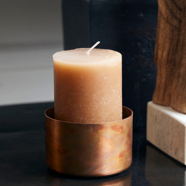 camel colour pillar candle by House Doctor