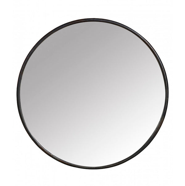 simple black round mirror