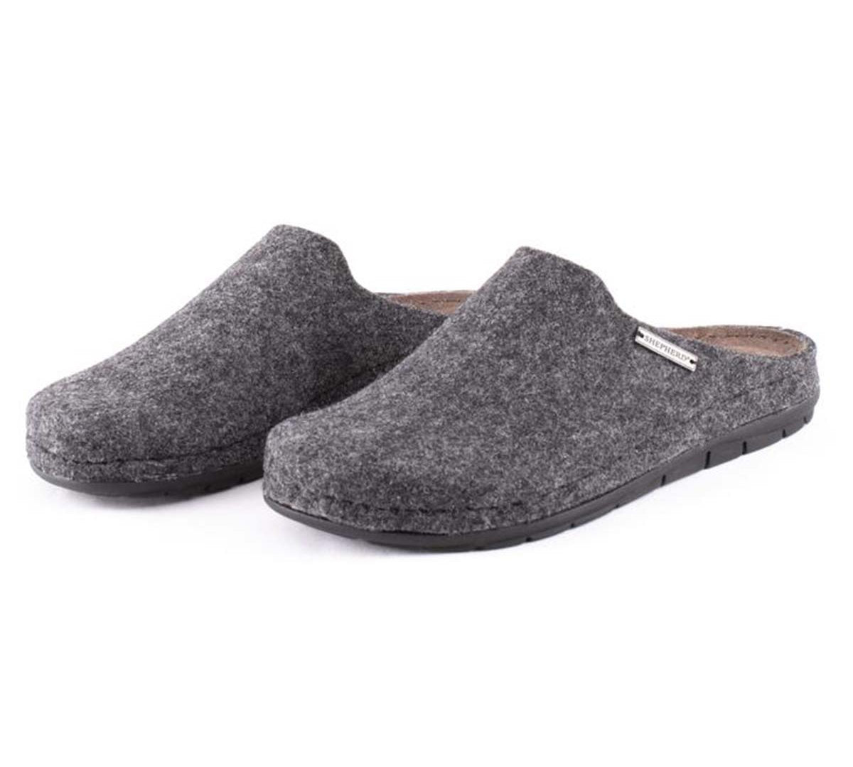 Mens grey felt wool slippers Samuel by Shepherd