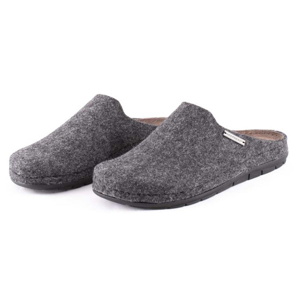 Mens grey felt wool slippers Samuel by Shepherd