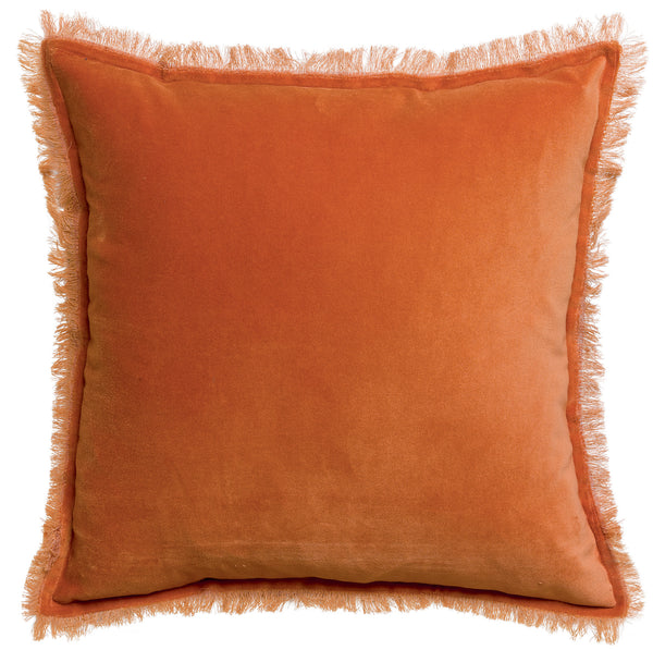 Amber Velet cushion with fringe edges
