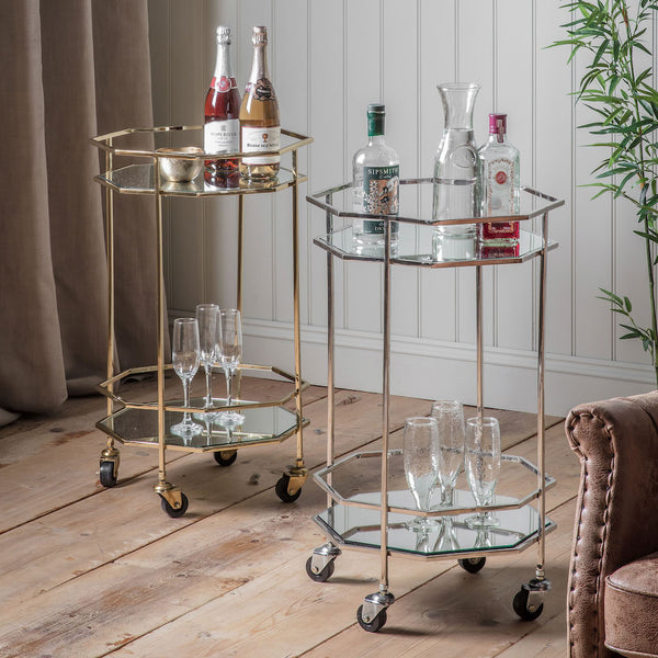 Ockenden drinks trolley in gold or chrome