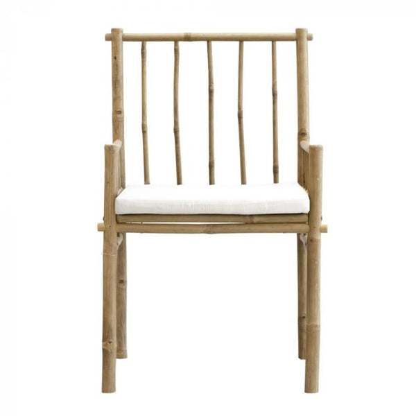 Bamboo dining chair with white base cushion 