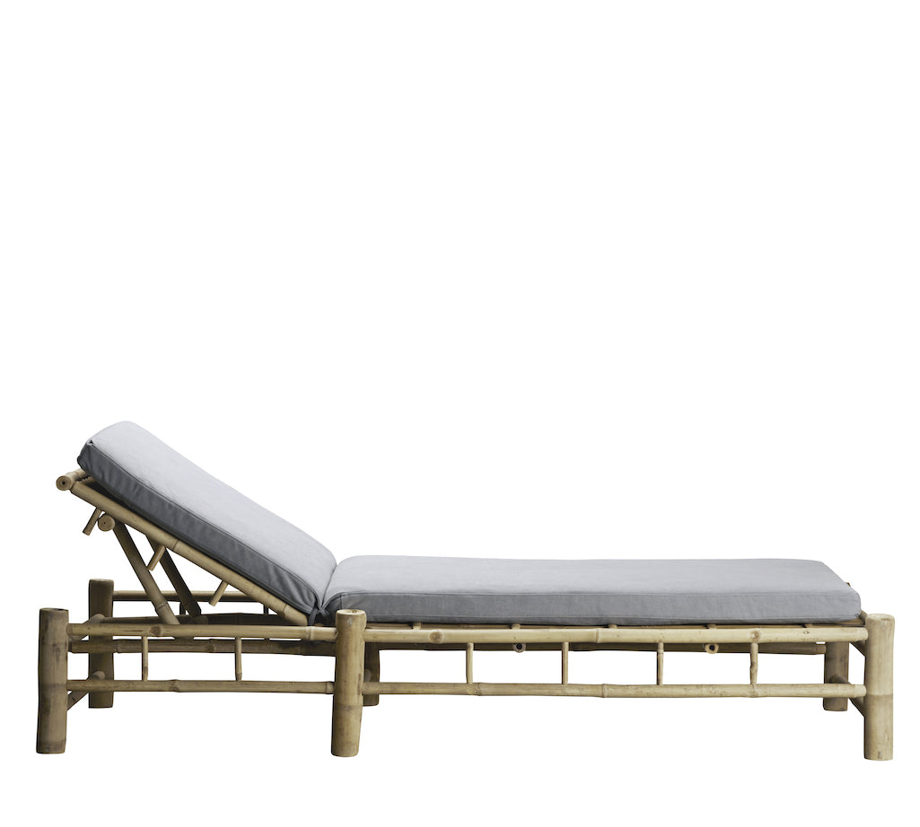sun bed with grey cushion 