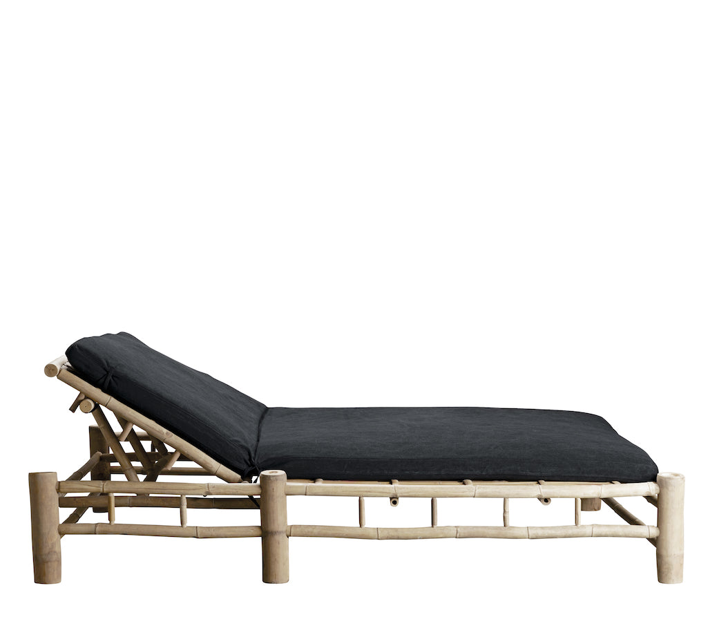 sun bed with dark grey cushion 