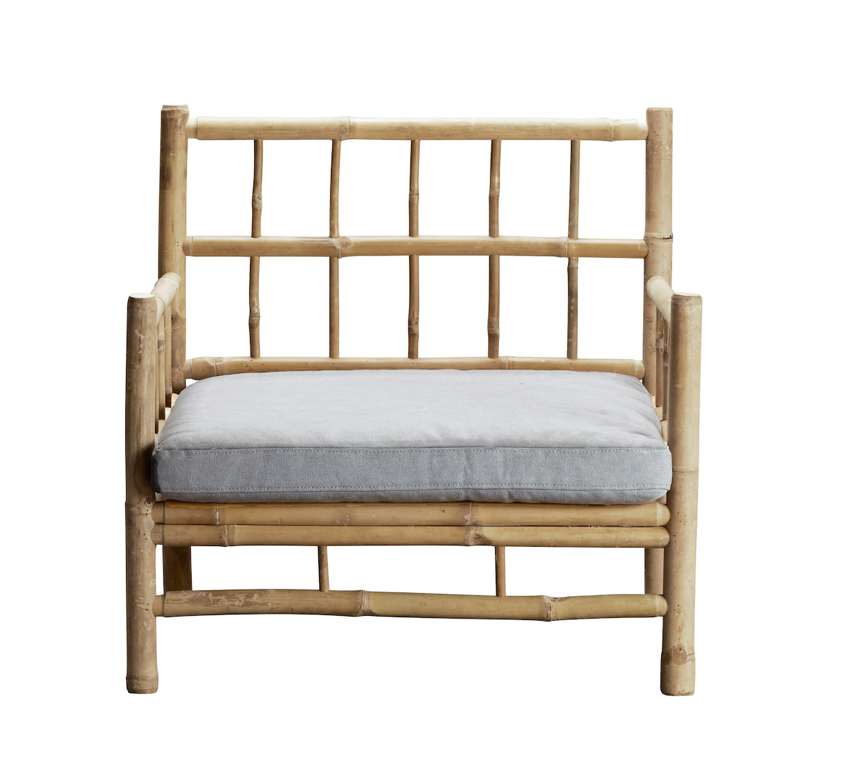 bamboo garden chair with grey cushion 