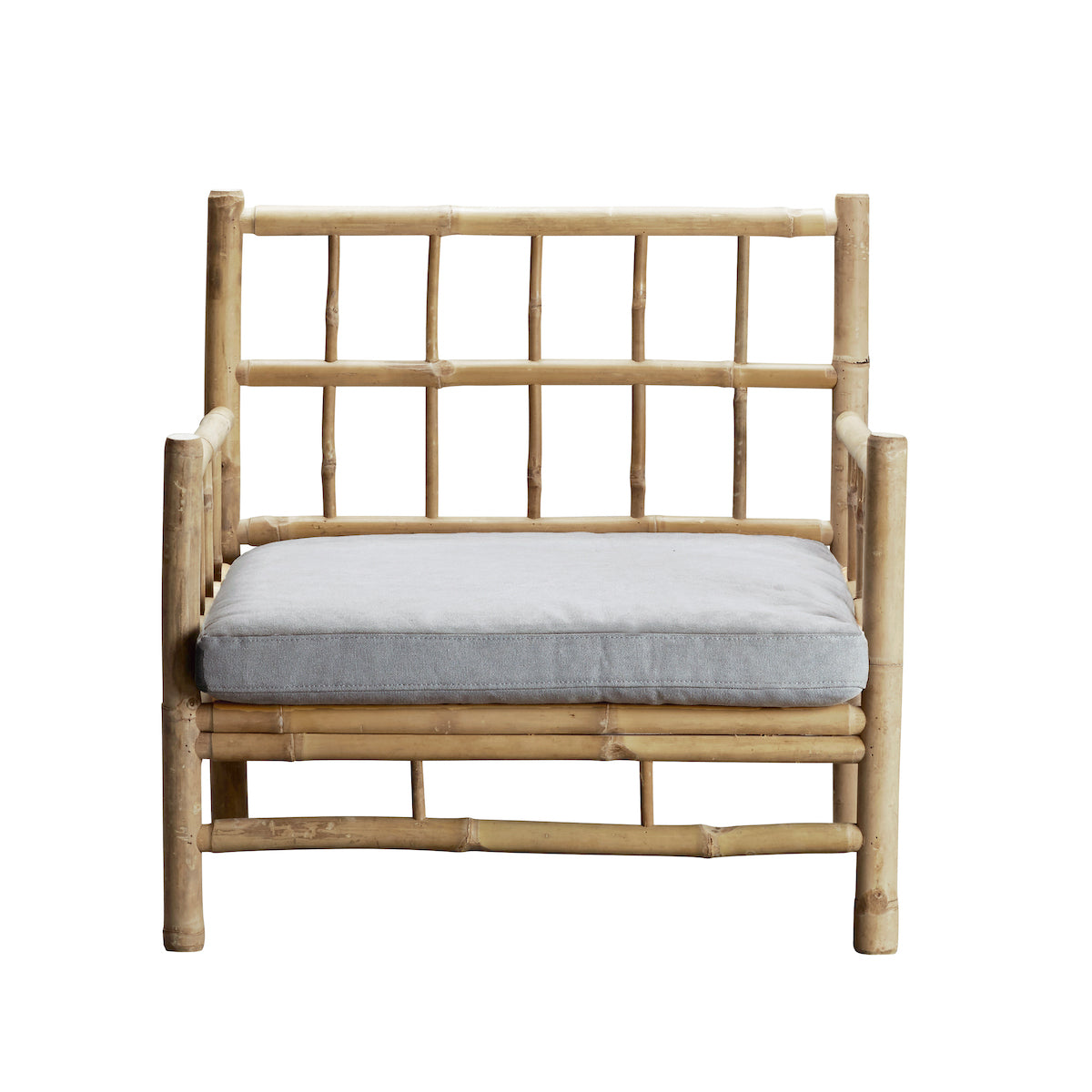 bamboo garden chair with grey cushion 