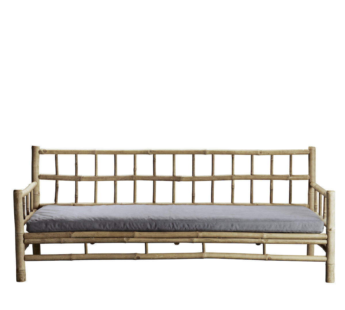 tine k bamboo sofa with grey cushion