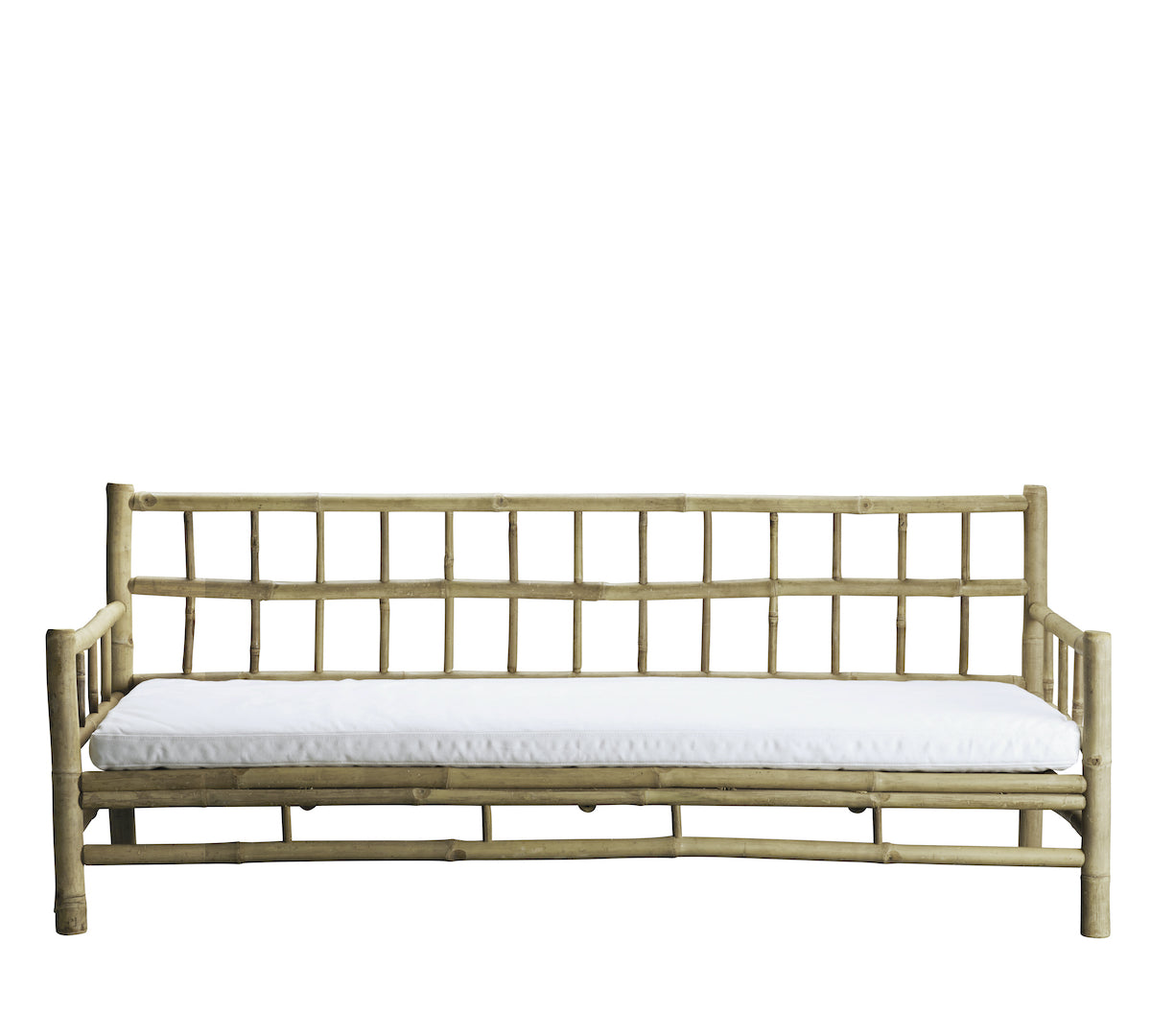 bamboo sofa with white cushion