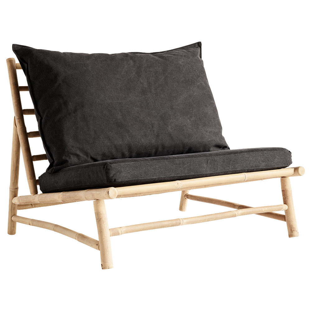 bamboo chair with dark grey cushion