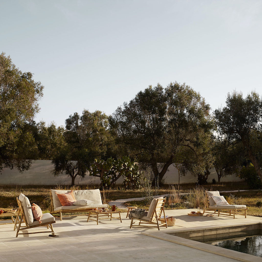 bamboo outdoor sofa and chairs by Tine k