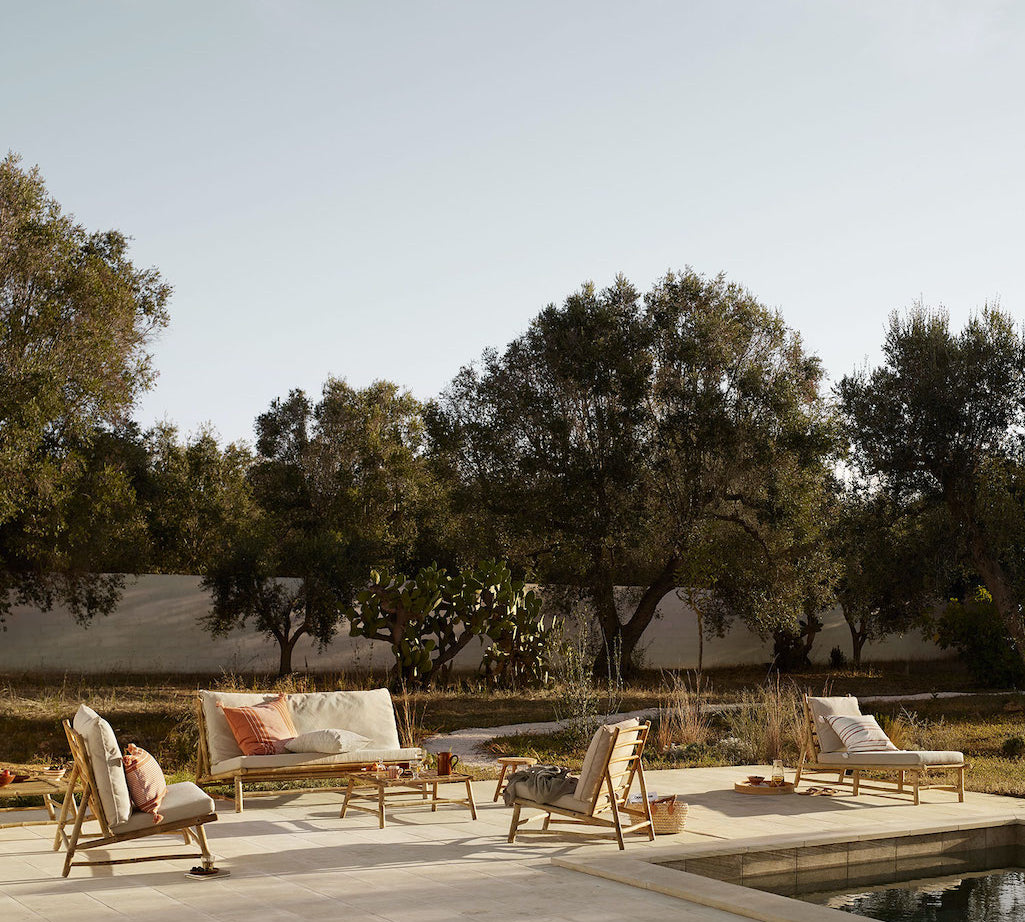 bamboo outdoor sofa and chairs by Tine k