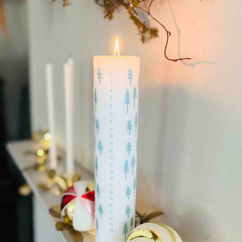blue spruce tree advent candle 