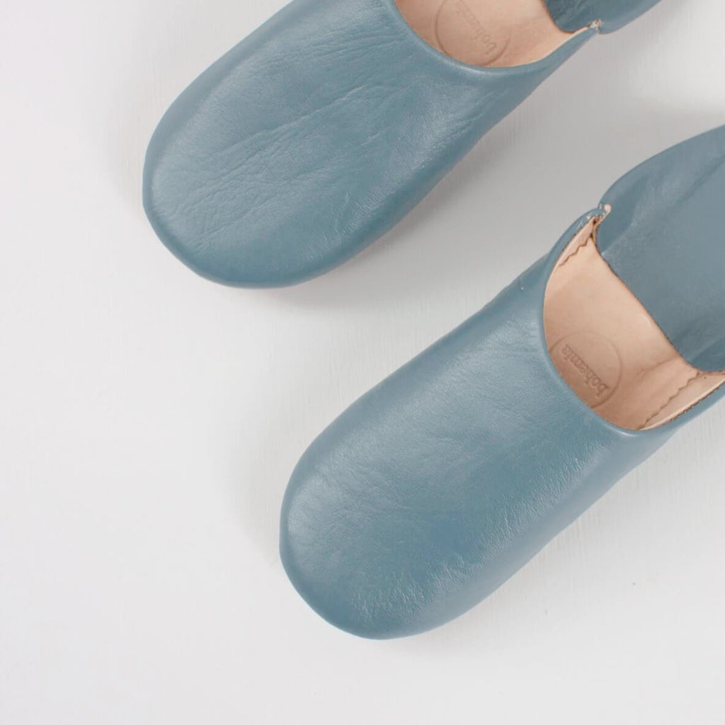 Ladies Moroccan Babouche Slippers - Petrol Blue
