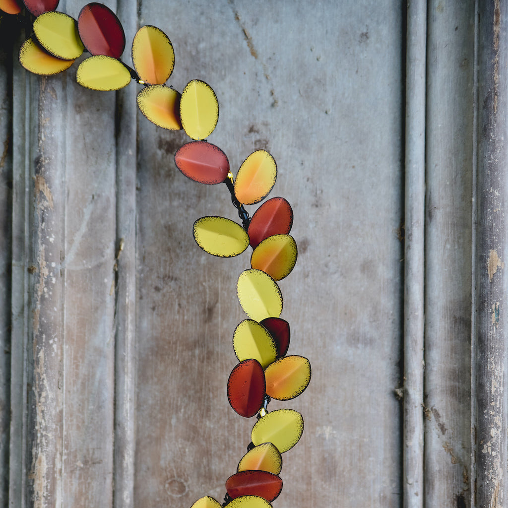 detail of Autumnal wreath with LED lIGHTS
