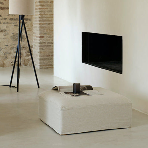 white linen pouffe by Tine K home