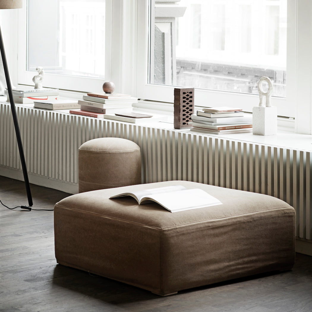 square linen pouffe by Tine k 