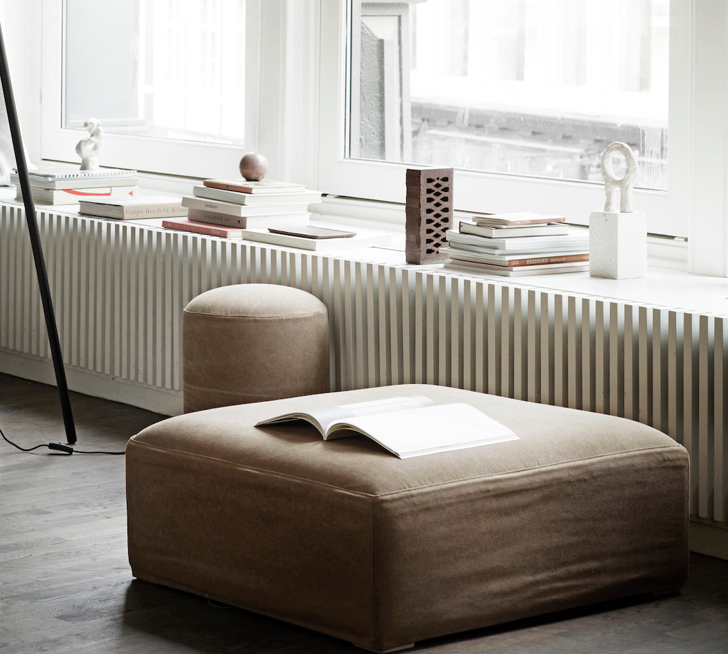 square linen pouffe by Tine k 