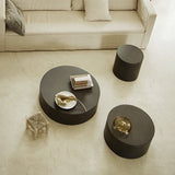 black metal drum shaped coffee table