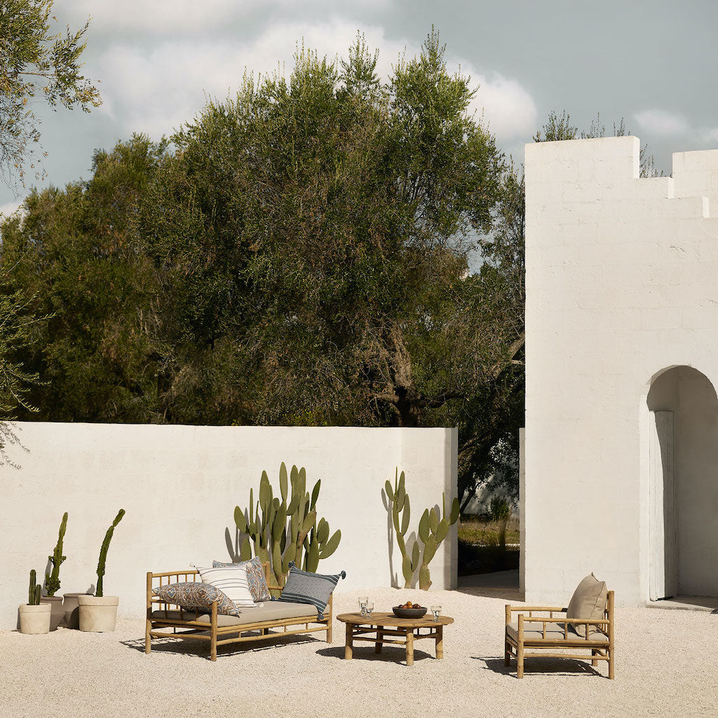 bamboo outdoor sofa and armchair by Tine K 