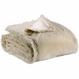 off white velvet throw by Vivaraise with fringed edge