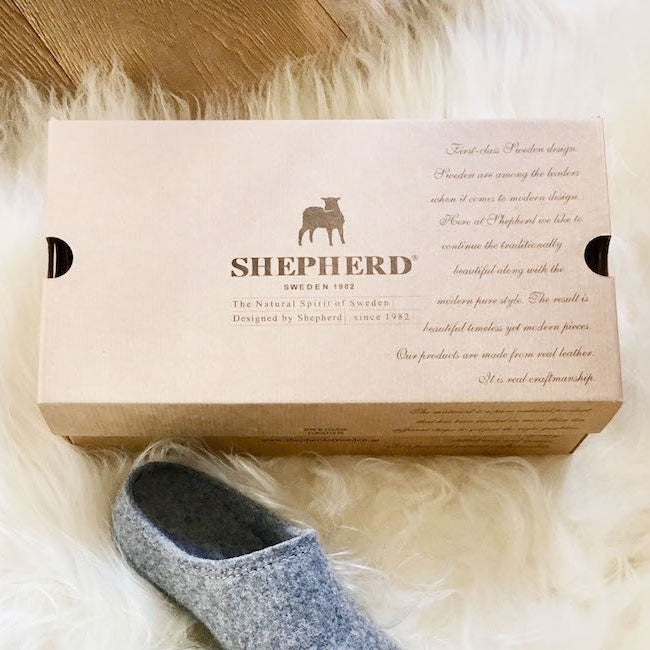 grey felt slippers box