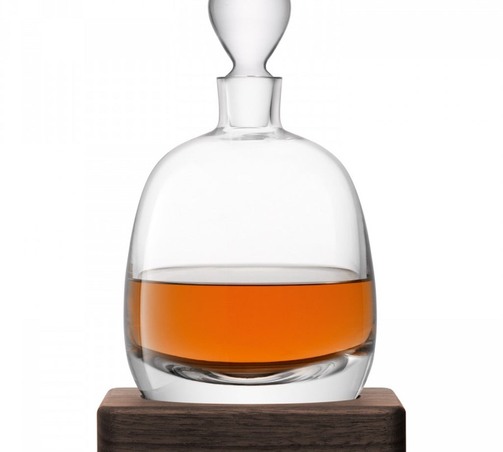 Islay whisky decanter with walnut wood base by LSA 