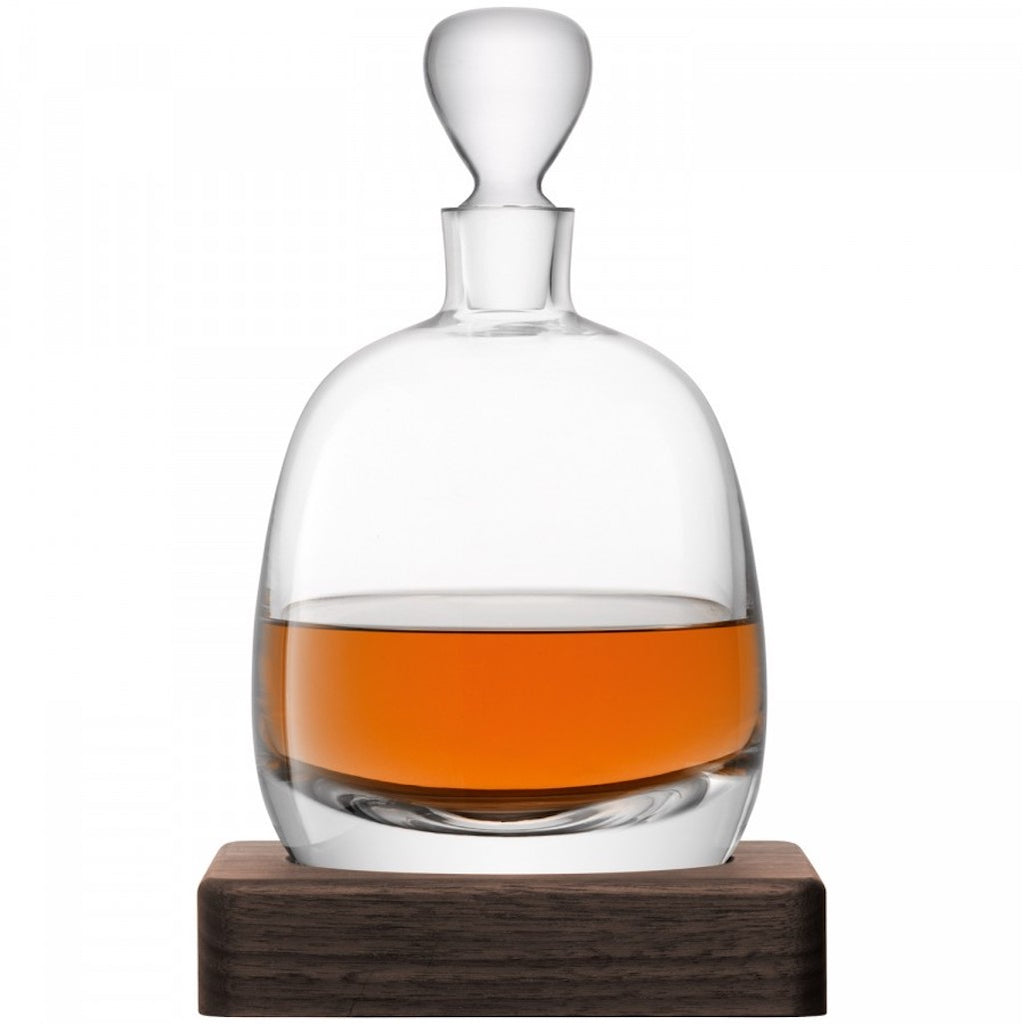 Islay whisky decanter with walnut wood base by LSA 