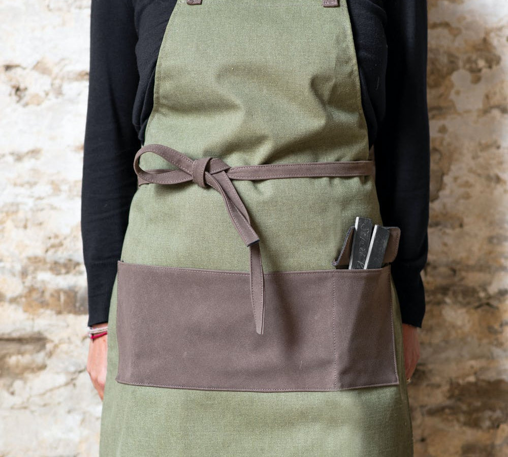 Khaki canvas garden apron