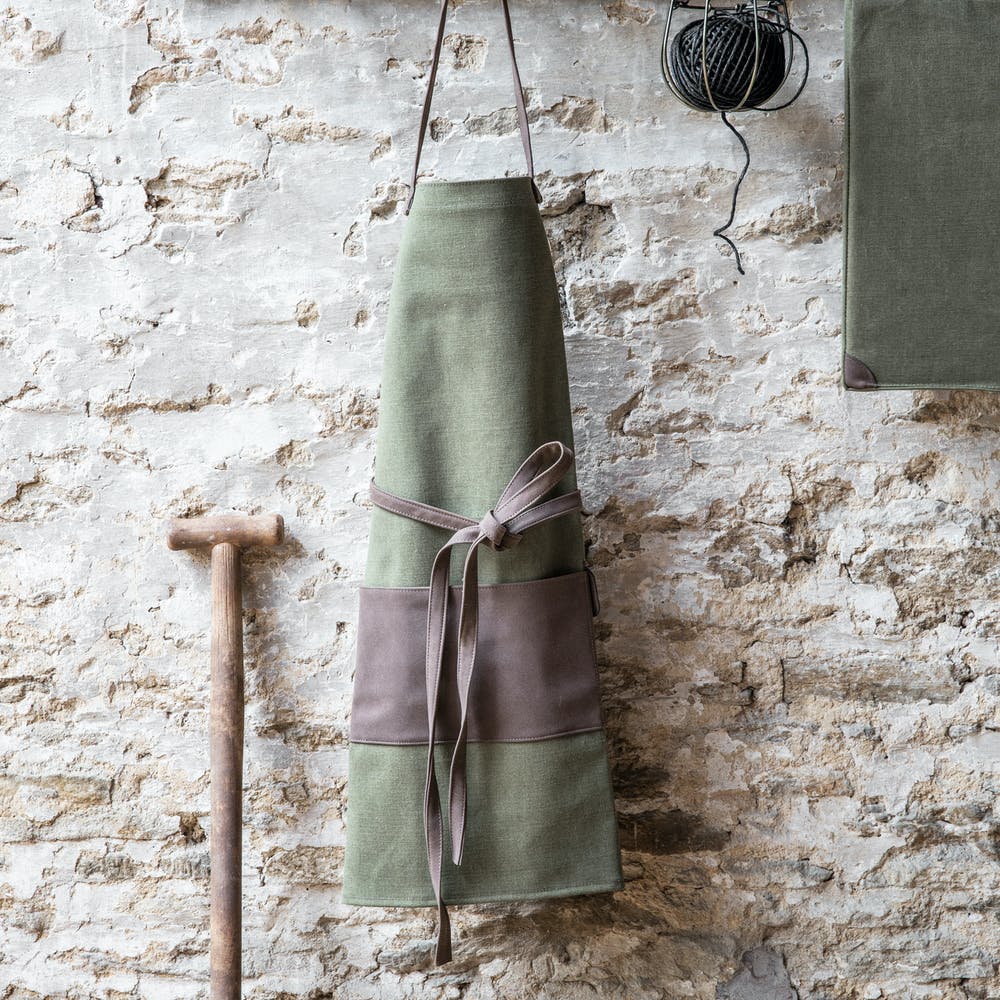 khaki green canvas apron 