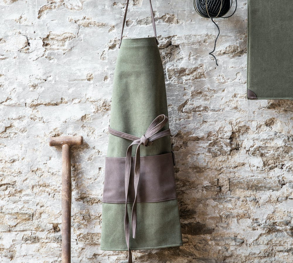 khaki green canvas apron 