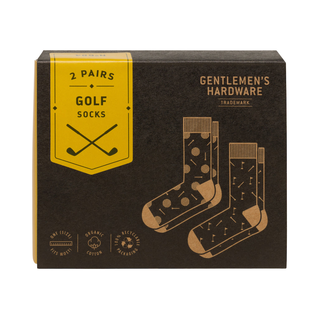 two pairs of golf socks in a gift box 