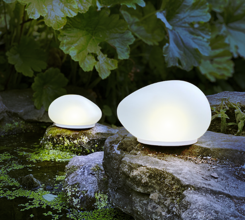 solar glass pebble shaped garden light