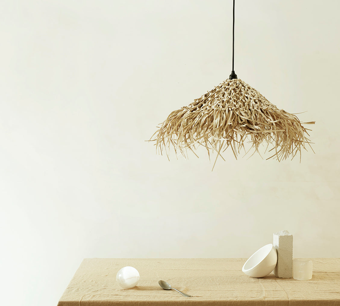 Raffia palm leaf pendant light from Tine K home 