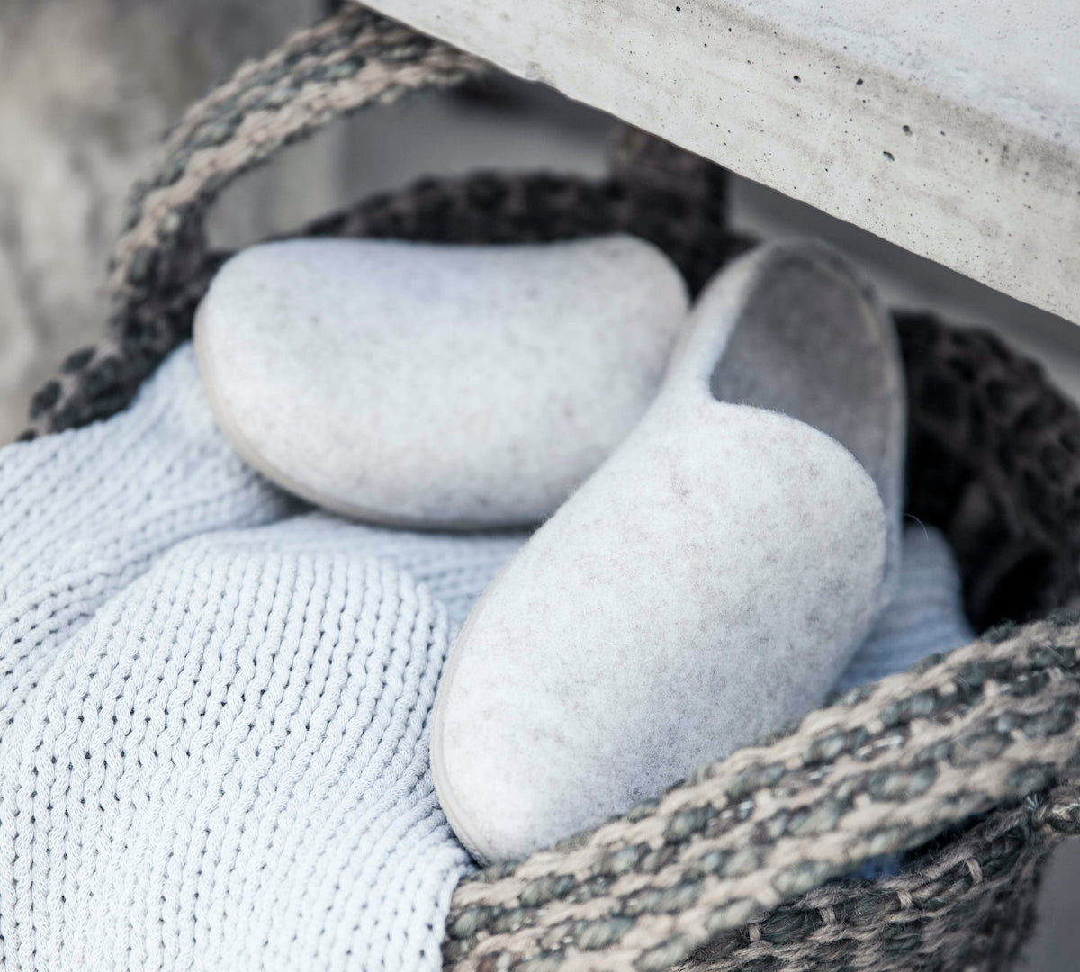 Ladies felt slippers by Shepherd in pale grey 