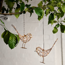 hanging copper robin light 