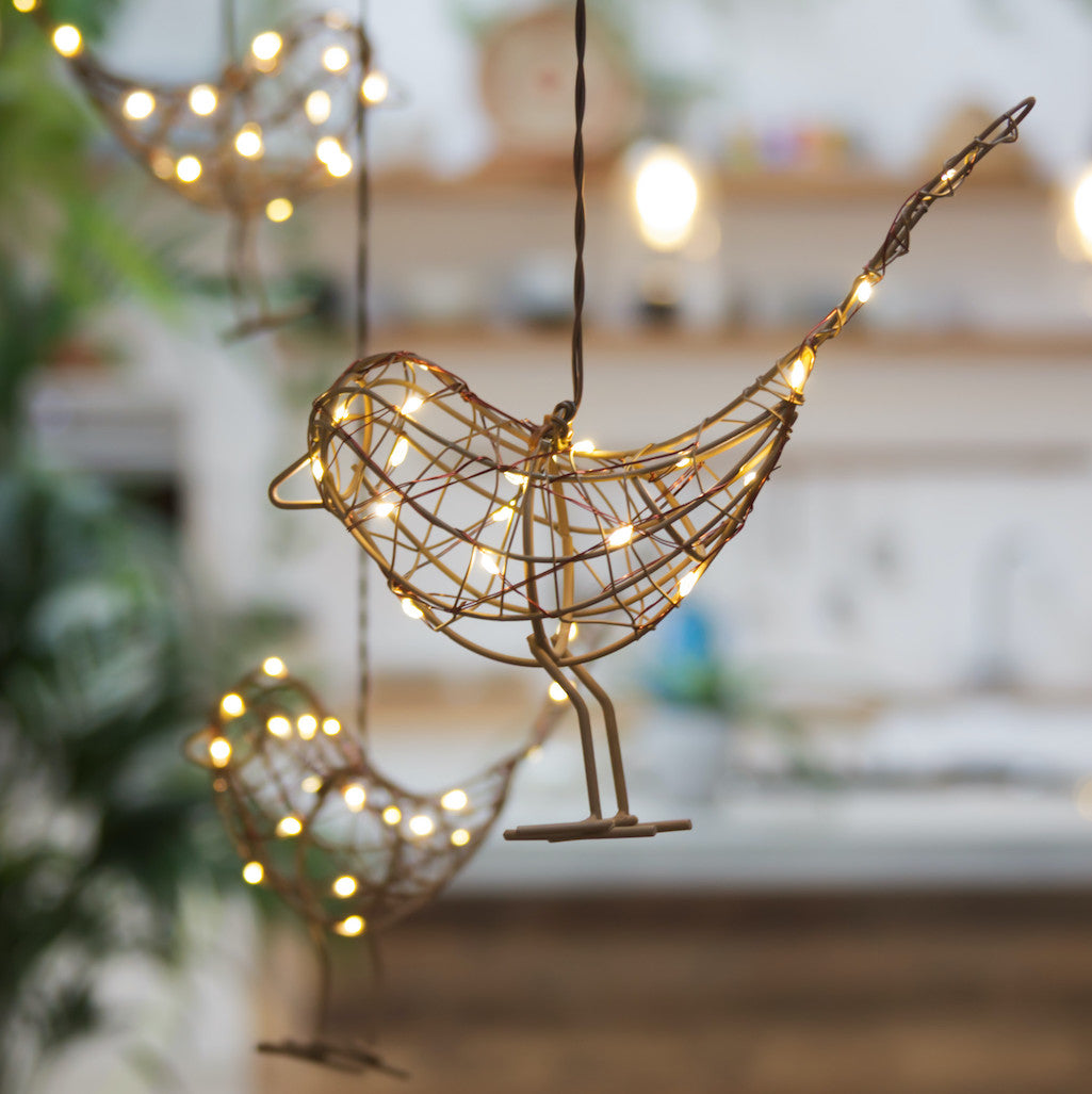 hanging LED robin shaped light