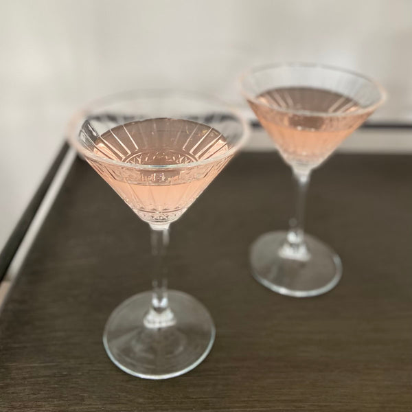 Set of two vintage style martini glasses