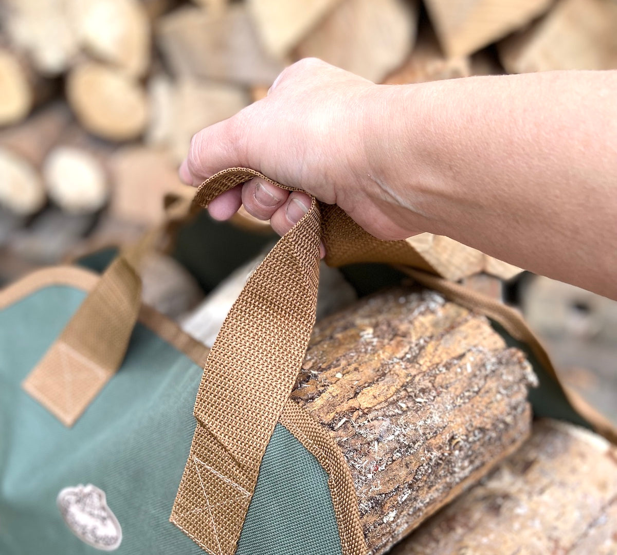green log carrier by fallen fruits 