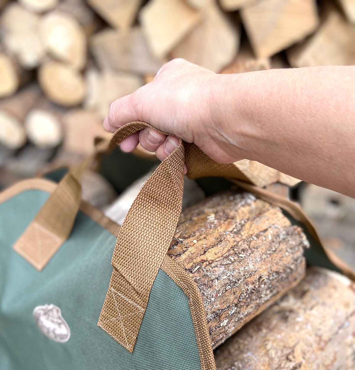 green log carrier by fallen fruits 