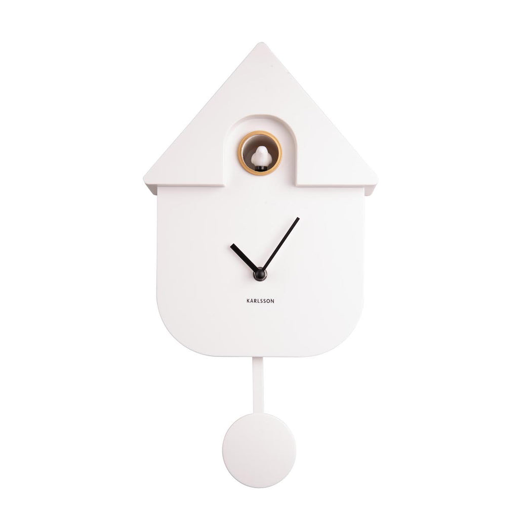 white modern cuckoo clock 